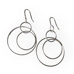925 artisan silver interlocking circles fish hook earrings